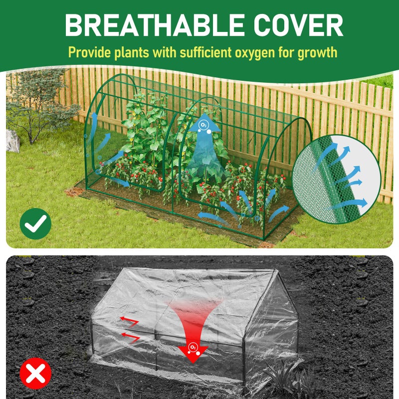 SPECILITE 98x49x49in Garden Plant Netting Mesh Cover for Raised Bed with Roll-up Zipper Door for Vegetables Fruits, Large Tunnel Gardening Net, Green - Image 3