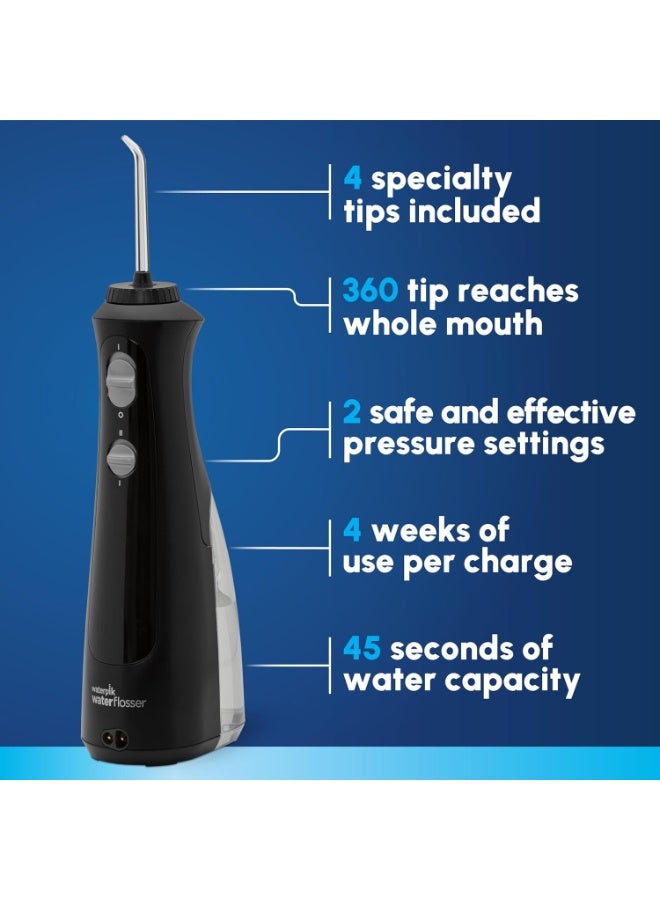Waterpik Cordless Pearl Rechargeable Portable Water Flosser for Teeth, Gums, Braces Care and Travel, Extra Quiet, 4 Flossing Tips - ADA Accepted, WF-13 Black, Amazon Exclusive - Image 2