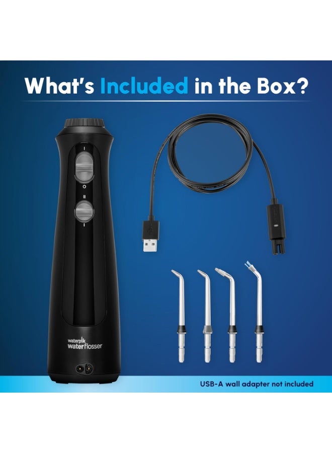 Waterpik Cordless Pearl Rechargeable Portable Water Flosser for Teeth, Gums, Braces Care and Travel, Extra Quiet, 4 Flossing Tips - ADA Accepted, WF-13 Black, Amazon Exclusive - Image 4