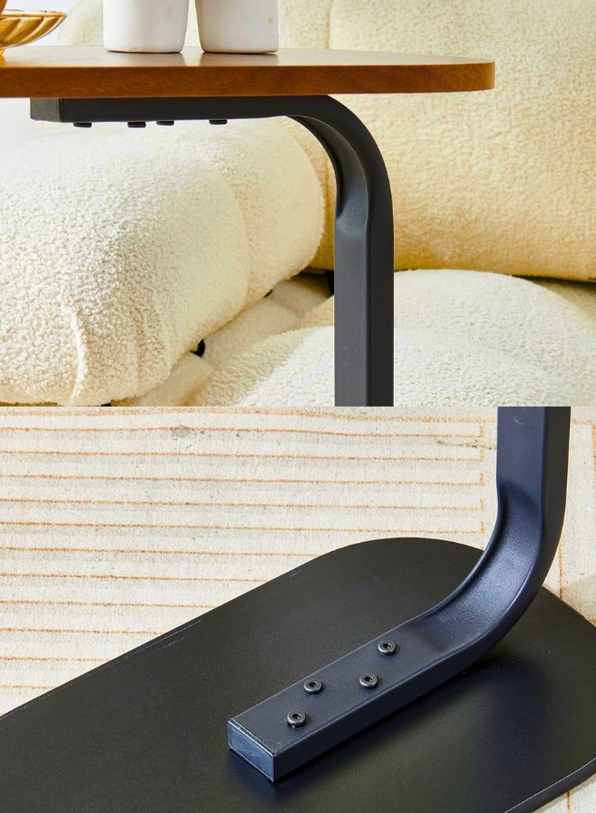 Chase Up C Shaped Side Table Modern coffee tables for living room, End Table, Small side table, Corner Bedside Computer Desk, Nightstand for Bedroom Living Room Balcony (Walnut) - Image 3