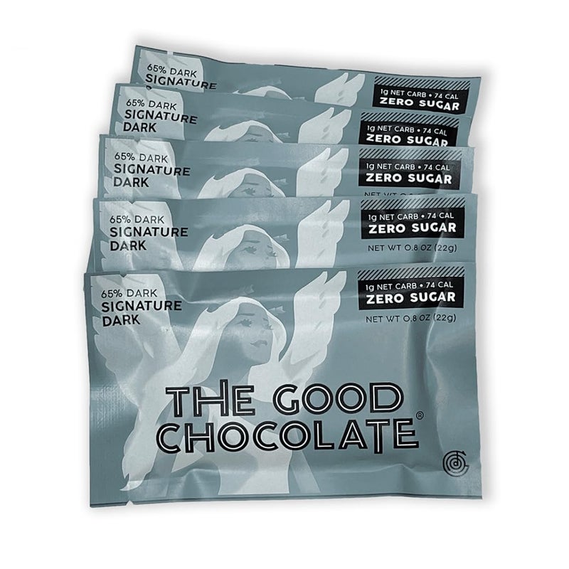 THE GOOD CHOCOLATE - Mini Signature Dark Chocolate Bars with Zero Sugar & Lower Net Carb - Keto Chocolate Bar Offers Lower Calorie Chocolate Candy - All Natural Non-GMO (Pack of 10) - Image 5