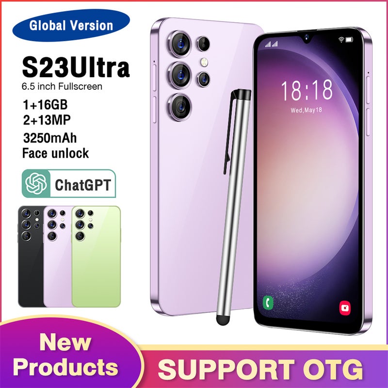 Generic (Unbranded) هاتف S23Ultra الذكي 6.5 بوصة MTK6580A رباعي النواة 1GB RAM 16GB ROM بطارية 3000mah التعرف على الوجه بنفسجي قابس أمريكي - Image 2