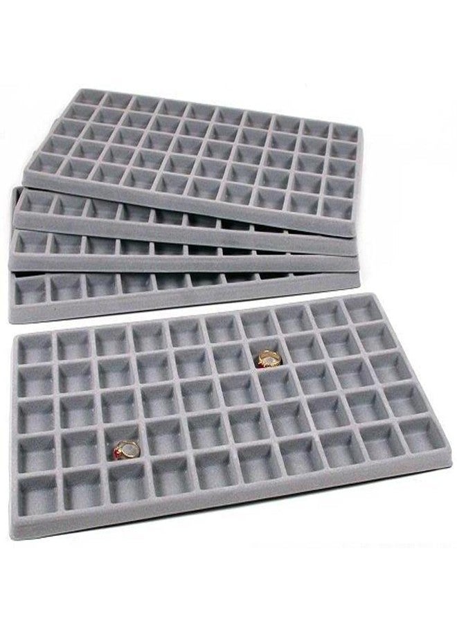 FindingKing 5 Gray 50 Slot Pendant Jewelry Showcase Display Tray Inserts, Each Compartment measures 1 1/8" x 1 1/4" (28 x 31 mm) - Image 1