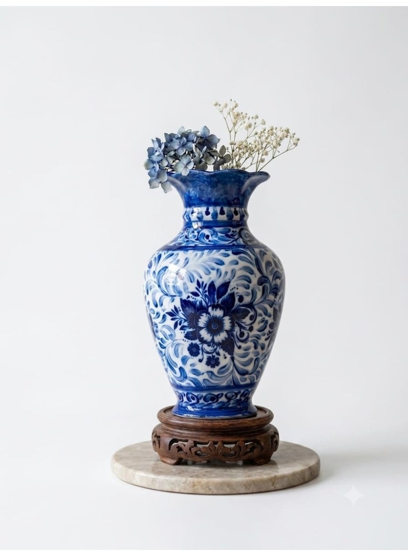 30cm Blue White Chinese Floral Porcelain Vase - Image 2