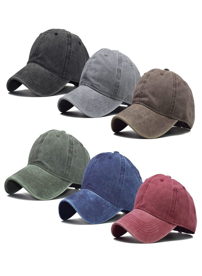 Ultrafun 6 Pack Unisex Vintage Baseball Cap Washed Distressed Plain Blank Baseball Hat Adjustable Dad Hat for Outdoor Sports (6Pack-Multicolor 1) - Image 1