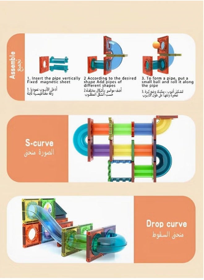 Magnetic Tiles Building Blocks,Clear Magnetic 3D Building Blocks Construction Playboards,105PCS Educational Magnet Toys Recreational, Educational for Children Ages 3 Years + (105PCS)  - Image 3