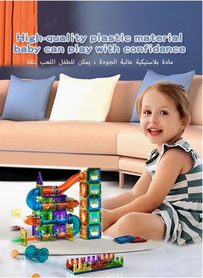 Magnetic Tiles Building Blocks,Clear Magnetic 3D Building Blocks Construction Playboards,105PCS Educational Magnet Toys Recreational, Educational for Children Ages 3 Years + (105PCS)  - Image 4