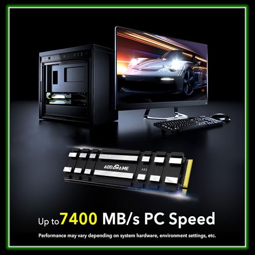 addlink إضافة رابط A93 2TB توسيع التخزين لجهاز PS5 مع مبرد حراري، يصل إلى 7400 ميجابايت/ثانية، الجيل الرابع PCIe NVMe m.2 2280، محرك أقراص الحالة الصلبة الداخلي SLC Cache (‎ad2TBA93M2P) - Image 3