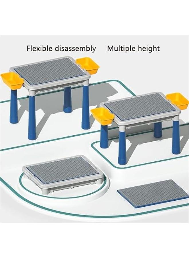 6 in 1 Building Block Table Multi-functional children's small building block table Organisation and learning children's building block table with 300 blocks Suitable for 3-6 years old children