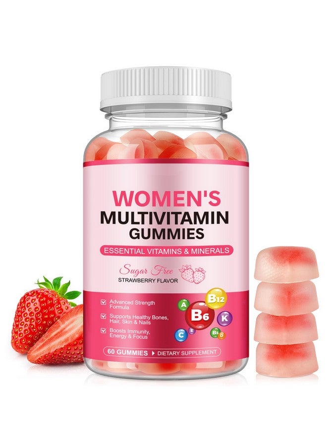 Generic Womens Multivitamin Gummy with Vitamins A, C, D, E, K, B6, B12, Multivitamins for Women, Support Energy Beauty Immune, Hair & Nails, Skin Care, Strawberry Flavor, Sugar Free (60 Gummies)  - Image 1