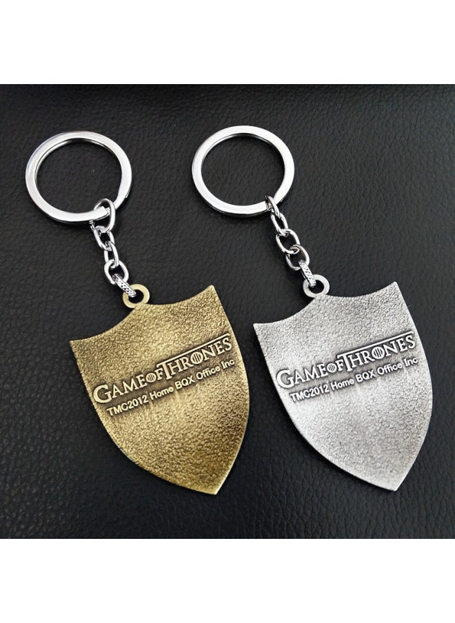 Generic - Thrones Keychain Season 8 House Stark Wolf Head Badge Key Chains Pendant Ice And Fire Keyring llaveros Of Movie Gifts-Color:Y - Image 1