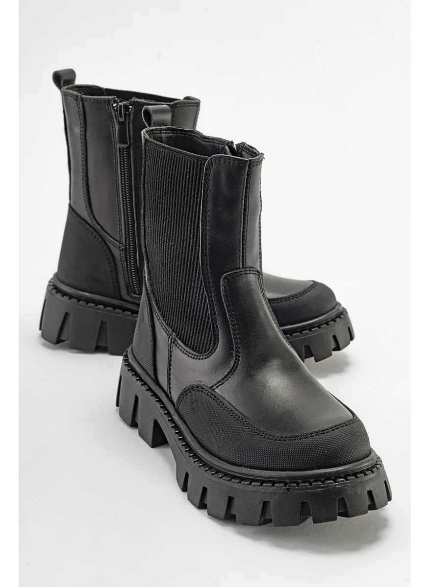 Mnpc Girl Black Genuine Leather Anatomical Boots