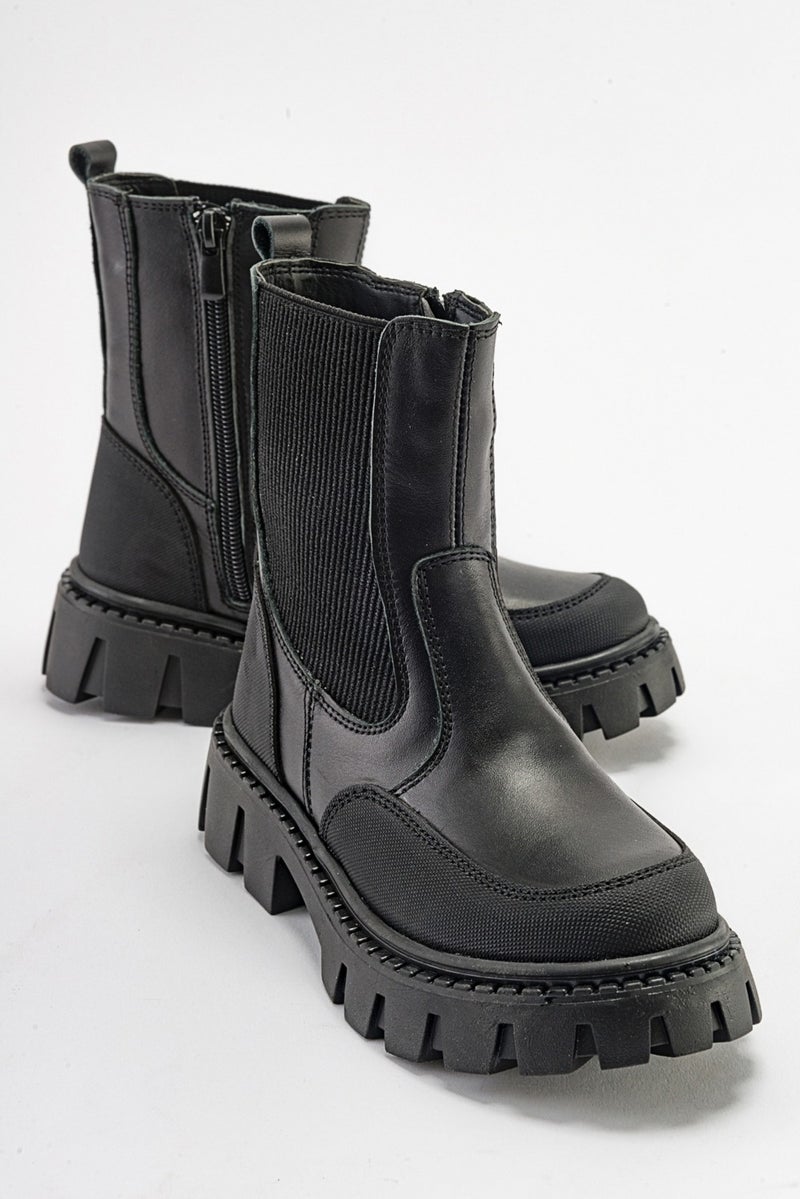 Mnpc Girl Black Genuine Leather Anatomical Boots - Image 1