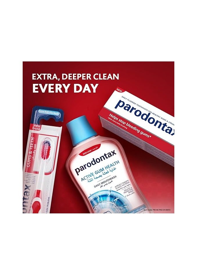 Parodontax, Toothpaste, Daily Fluoride Toothpaste for Healthy Gums and Strong Teeth, Twice Daily Brushing Recommended, Extra Frehs, Helps Stop Bleeding Gums, 75 ml - Image 2
