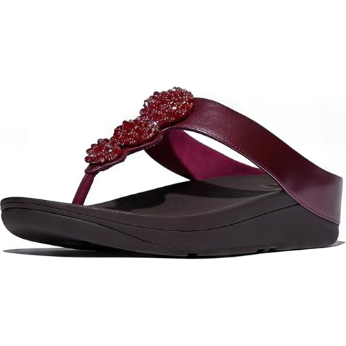 FitFlop Women's Fino Beadie-Button Metallic Toe-Post Sandals, Metallic Ruby, 7 - Image 2