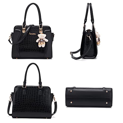 Soperwillton Women's Fashion Handbags Tote Bags Shoulder Bag Top Handle Satchel Purse Set 4pcs - Image 2