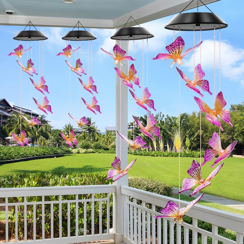 WENANA Solar Wind Chimes Outdoor Color Changing Lights, Gift for Women Mom Grandma Sister Best Gifts, Wind Chimes Unique Outdoor Garden Yard Decor (Purple Butterfly) - Image 5