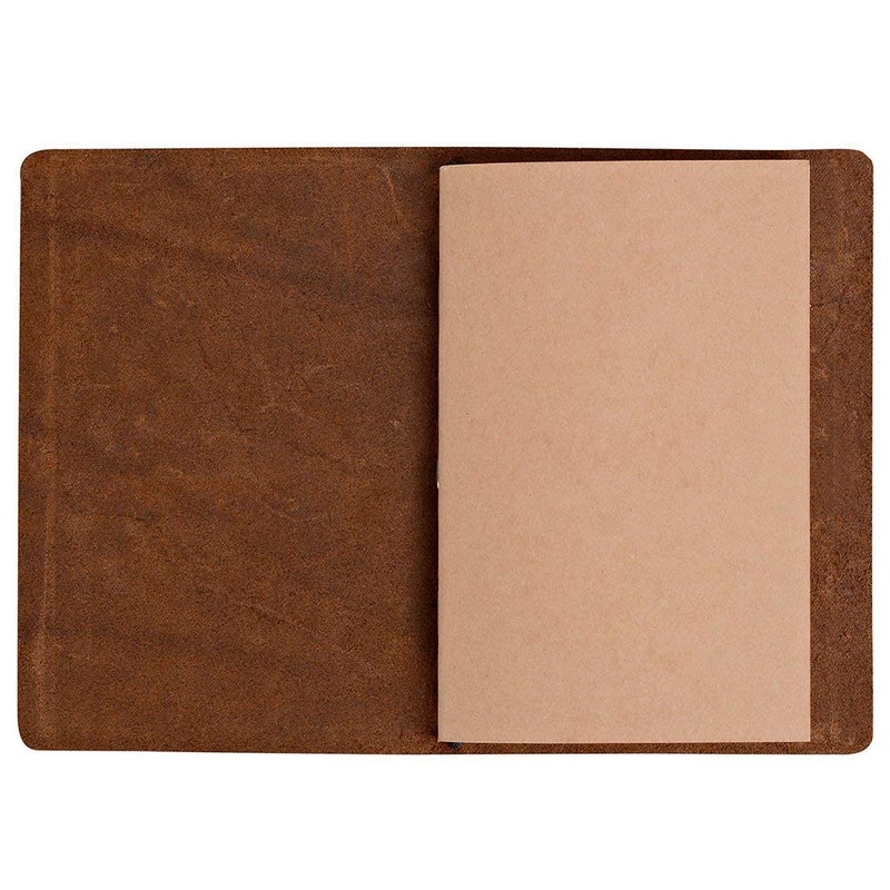 newestor دفتر مسافرين جيب، دفتر سفر جلد قابل للتجديد للرجال والنساء، غلاف دفتر للملاحظات الميدانية، مoleskine صغير 3.5 × 5.5 بوصة، بني - Image 3