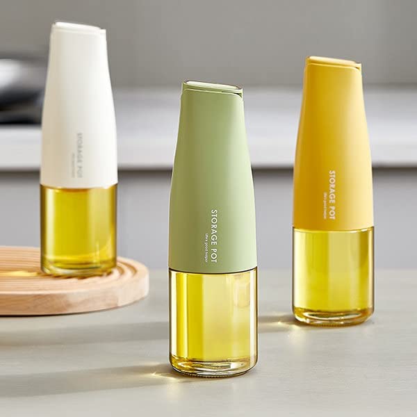 JSJPO Glass Olive Oil Dispenser Oil and Vinegar Dispenser Set with Silica Gel Pourers Weighted Pourer Drip Free Spout Oil Dispenser Bottle for Kitchen SET OF 1 - Image 2