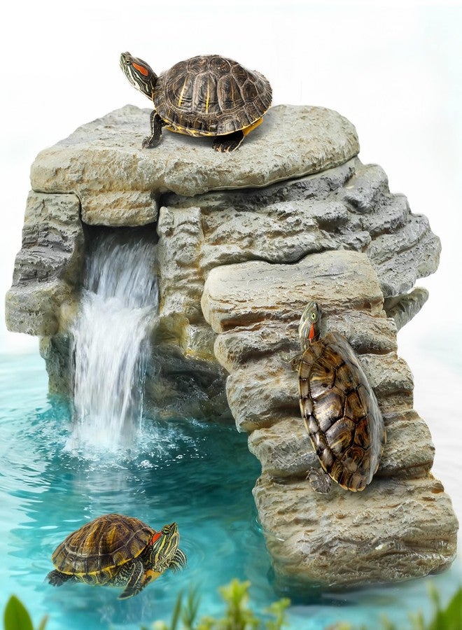 MIXJOY 130GPH Turtle Tank Filter, Ultra-Quiet Turtle Filter with Turtle Basking Platform, Detachable Bridge for Climbing&Diving, Adjustable Flow, Multi-Layer Filtration, Filter for Turtle Tank, Decor - Image 1