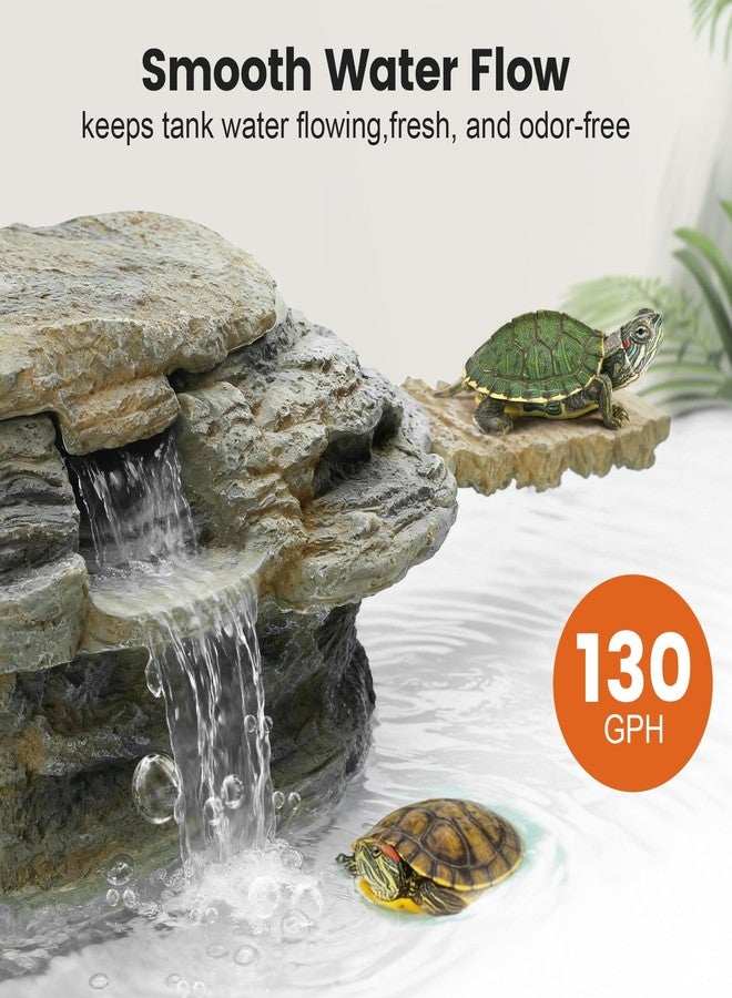 MIXJOY 130GPH Turtle Tank Filter, Ultra-Quiet Turtle Filter with Turtle Basking Platform, Detachable Bridge for Climbing&Diving, Adjustable Flow, Multi-Layer Filtration, Filter for Turtle Tank, Decor - Image 3