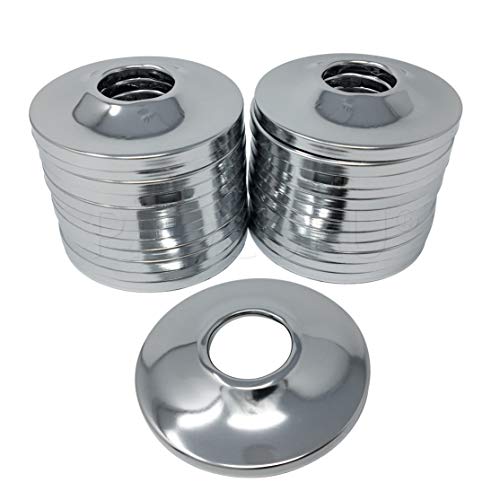 PROCURU 12Inch CTS 58 OD E1711 Escutcheon Wall Pipe Cover ChromePlated Steel with SureGrip New Work Installation for 12 Copper Pipe and 12 PEX Tubing 25Pack - Image 1