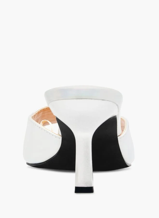 ELLE Womens Slip On Kitten Heels With Decorative Vamp
