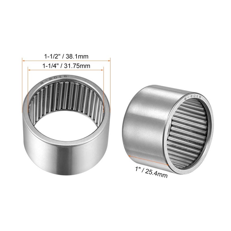 uxcell B2016 Needle Roller Bearings, Full Complement Drawn Cup, Open, 1-1/4-inch I.D. 1-1/2-inch OD 1-inch Width 20600N Static Load 8510N Dynamic Load 3500Rpm Limiting Speed - Image 2
