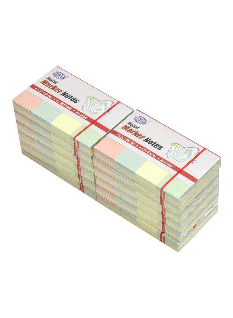 FIS Marker Note Pads, 4 Assorted Pastel Colors in Sets, 200 Sheets (4 Colors x 50 Sheets), 20 mm x 50 mm Size - FSPOP2050C4X50 - Image 1