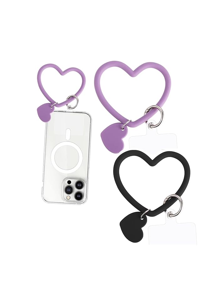 Excefore Heart Loop Phone Lanyard With Key Chain Holder Versatile And Comfortable Smartphone Wrist Strap Ideal For Outdoor Activities Compatible With Most Smartphones 4Packs Back Patch Included - Image 1