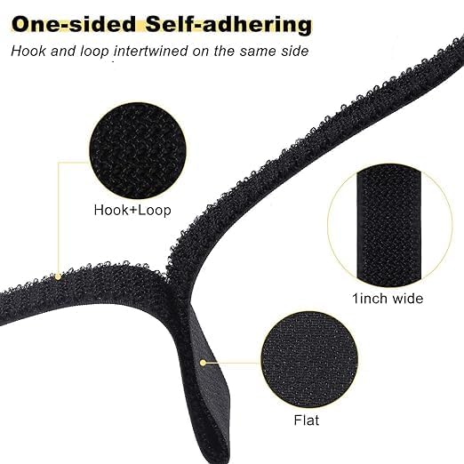 DOYKLI DOYKLI 5M Adjustable Cable Straps with 25 Buckles Reusable Fastening Cable Straps Versatile Black Hook and Loop Ties for Superior Cable and Cord Adjustable Straps for Home Office Desk Wire  - Image 3