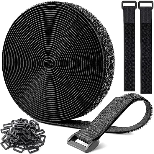 DOYKLI DOYKLI 5M Adjustable Cable Straps with 25 Buckles Reusable Fastening Cable Straps Versatile Black Hook and Loop Ties for Superior Cable and Cord Adjustable Straps for Home Office Desk Wire  - Image 1