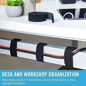 DOYKLI DOYKLI 5M Adjustable Cable Straps with 25 Buckles Reusable Fastening Cable Straps Versatile Black Hook and Loop Ties for Superior Cable and Cord Adjustable Straps for Home Office Desk Wire  - Image 4