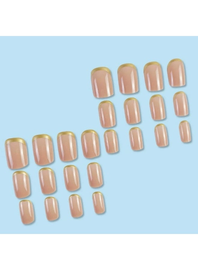 Goolsky Premium Short Square Press-on Nails in Nude Pink with Super Shimmer Glitter for Pure Allure Style - Image 4