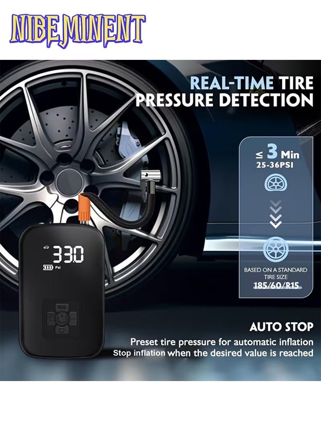 NIBEMINENT Portable Car Air Compressor, Wireless Handheld Pump with Light, Suitable for Inflating and Compressing Tires of and Motorcycles - Image 2