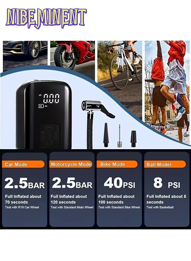 NIBEMINENT Portable Car Air Compressor, Wireless Handheld Pump with Light, Suitable for Inflating and Compressing Tires of and Motorcycles - Image 5