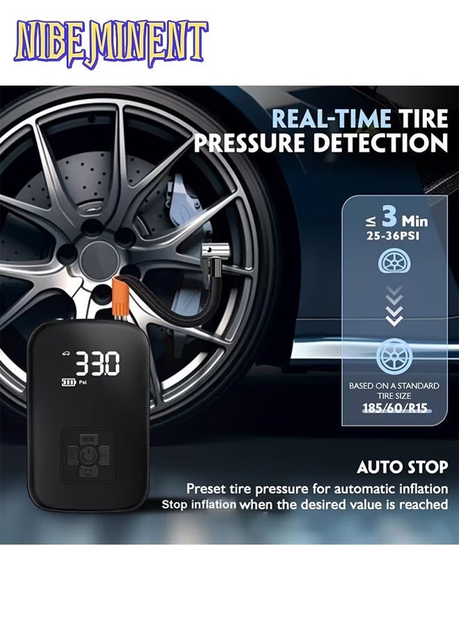 NIBEMINENT Portable Car Air Compressor, Wireless Handheld Pump with Light, Suitable for Inflating and Compressing Tires of and Motorcycles - Image 3
