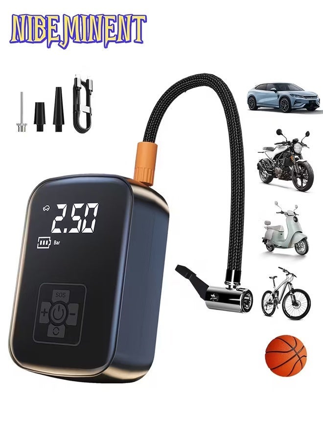 NIBEMINENT Portable Car Air Compressor, Wireless Handheld Pump with Light, Suitable for Inflating and Compressing Tires of and Motorcycles - Image 1