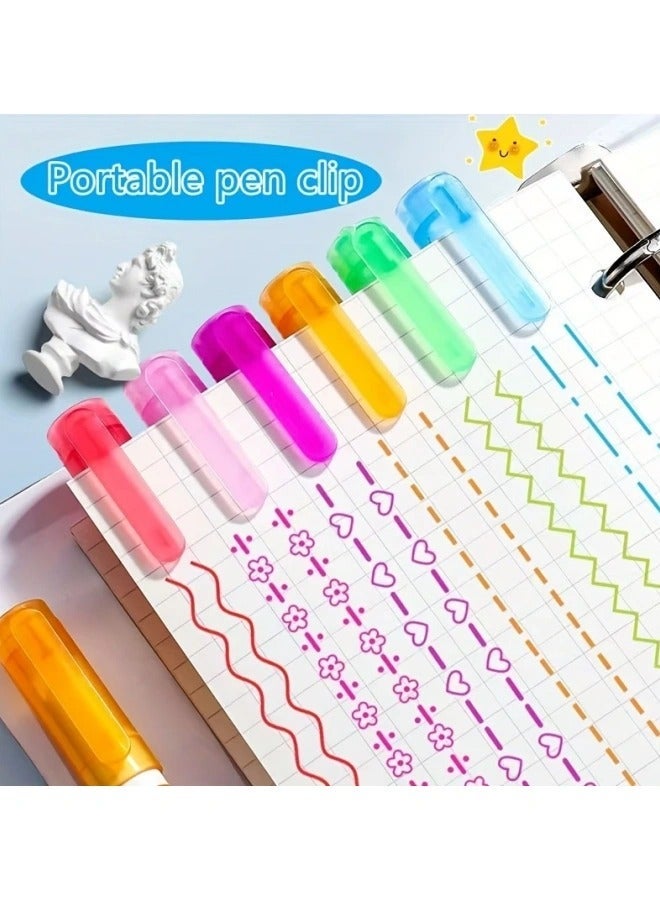 A Set of Six Pens Designed in The Shape of Flowers, Featuring Various Fine Lines And Curves, Perfect for Note-Taking And Highlighting with Colored Pencils. - Image 3