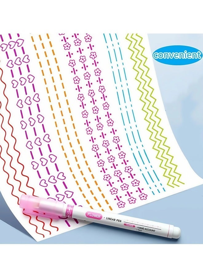 A Set of Six Pens Designed in The Shape of Flowers, Featuring Various Fine Lines And Curves, Perfect for Note-Taking And Highlighting with Colored Pencils. - Image 4