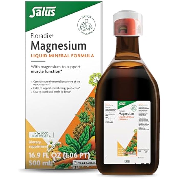 Floradix Magnesium - Liquid Herbal & Mineral Supplement Supports Healthy Nervous System & Normal Muscle Function - Gentle Liquid Formula - Vegetarian, Gluten-Free & Non-GMO - 16.9 fl oz - Image 1