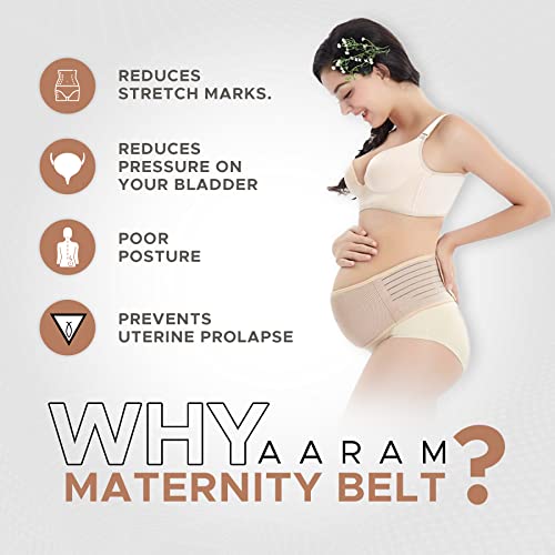AARAM Maternity Belt Pregnancy Belly Support Belt for Pregnancy, Breathable Adjustable Belly Band for Pregnant Women - Back Support, Lower Back Pain Relief & Posture Support | Abdominal Binder (Skin) - Image 2