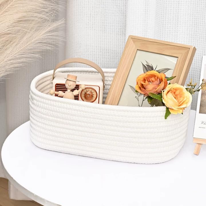 Degeyoyo Storage Baskets for Organizing, Small Woven Basket Set of 4 - Cotton Rope Baskets for Shelves, Organizer Baskets are Ideal for Nursery, Bedroom, as Gift Basket Empty for Baby Shower, Festival - Image 3