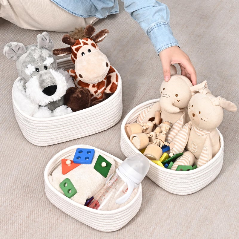 Degeyoyo Storage Baskets for Organizing, Small Woven Basket Set of 4 - Cotton Rope Baskets for Shelves, Organizer Baskets are Ideal for Nursery, Bedroom, as Gift Basket Empty for Baby Shower, Festival - Image 2