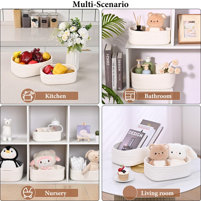 Degeyoyo Storage Baskets for Organizing, Small Woven Basket Set of 4 - Cotton Rope Baskets for Shelves, Organizer Baskets are Ideal for Nursery, Bedroom, as Gift Basket Empty for Baby Shower, Festival - Image 5