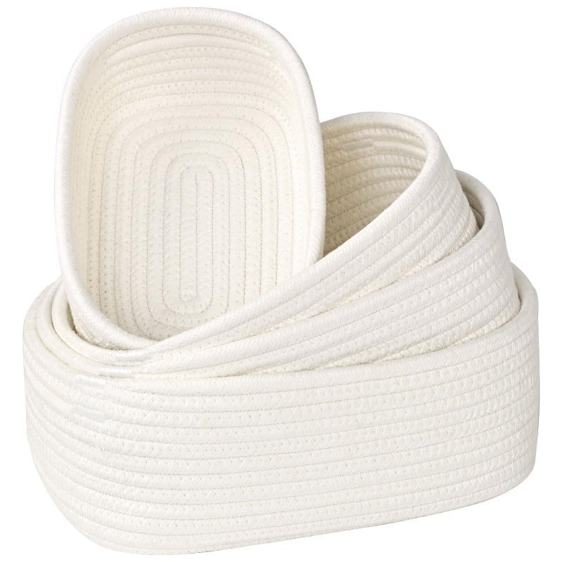 Degeyoyo Storage Baskets for Organizing, Small Woven Basket Set of 4 - Cotton Rope Baskets for Shelves, Organizer Baskets are Ideal for Nursery, Bedroom, as Gift Basket Empty for Baby Shower, Festival - Image 1