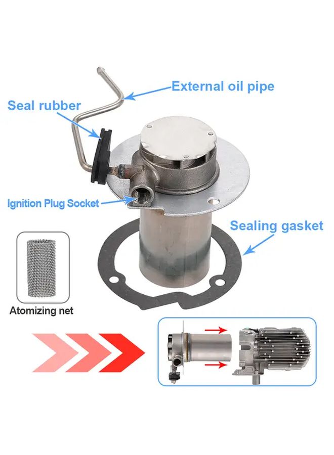 2KW 12V 24V Air Diesel Parking Heater Burner Insert With Gasket High Pressure Air And Diesel Fuel Injection Compact Design For Trucks Campers RVs Metal Construction Easy Installation No Electricity Needed Sleek Metallic Finish Robust Construction 1pc - Image 5