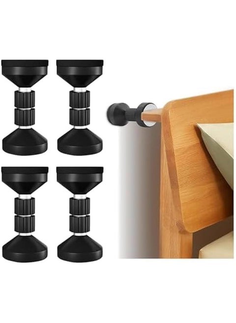 Headboard Stoppers for Wall, Adjustable Threaded Bed Frame Anti-Shake Tool, Bedside Anti Shake Tool for Beds Sofas Cabinets, Easy to Install, 4PCs, Black,L