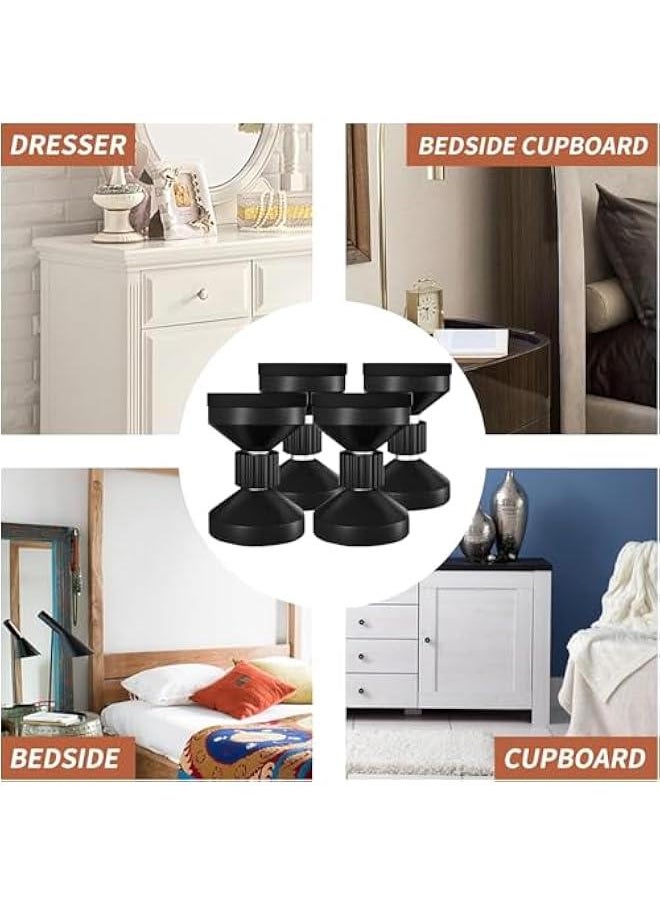 HOOKOR - Headboard Stoppers for Wall, Adjustable Threaded Bed Frame Anti-Shake Tool, Bedside Anti Shake Tool for Beds Sofas Cabinets, Easy to Install, 4PCs, Black,L - Image 1