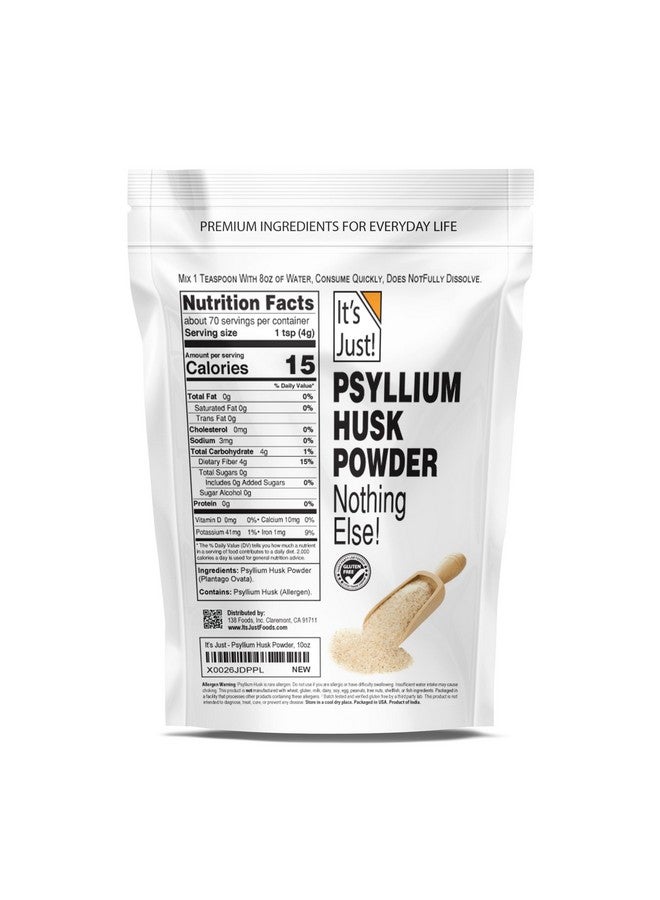 It's Just! - Psyllium Husk Powder, Easy Mixing Dietary Fiber, Cleanse Your Digestive System, Finely Ground Powder, Ideal for Keto Baking, Non-GMO (Unflavored, 10oz (Pack of 1)) - Image 2